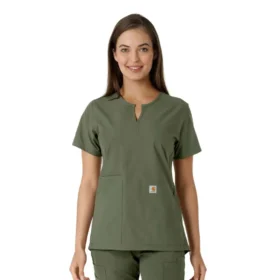 Force Essentials Tunika-Oberteil für Damen mit U-Ausschnitt und Strick-Einsätzen