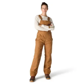Gefütterte Latzhose für Damen aus gewaschenem Duck-Stoff