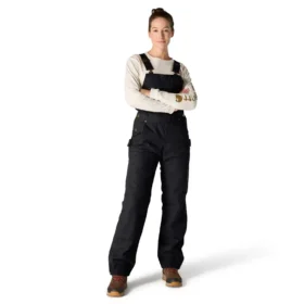 Gefütterte Latzhose für Damen aus gewaschenem Duck-Stoff