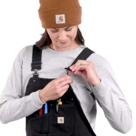 Gefütterte Latzhose für Damen aus gewaschenem Duck-Stoff