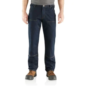 Herren-Arbeitsjeans im Relaxed-Straight-Schnitt mit „Rugged Flex“-Technologie und doppelverstärkten Knien