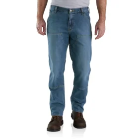 Herren-Arbeitsjeans im Relaxed-Straight-Schnitt mit „Rugged Flex“-Technologie und doppelverstärkten Knien