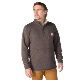 Herren-Fleece-Pullover mit Viertelreißverschluss in Relaxed Fit