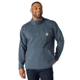 Herren-Fleece-Pullover mit Viertelreißverschluss in Relaxed Fit