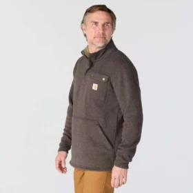 Herren-Fleece-Pullover mit Viertelreißverschluss in Relaxed Fit