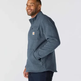 Herren-Fleece-Pullover mit Viertelreißverschluss in Relaxed Fit