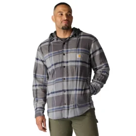Herren-Hamilton-Hemdjacke mit Kapuze in lockerer Passform und Karomuster – Herren-Hemdjacken