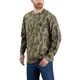 Herren-Hemd „Dearborn“ in lockerer Passform, schweres Gewebe, mit Armlingen, Camouflage-Muster mit Taschen – 100 % Baumwolle