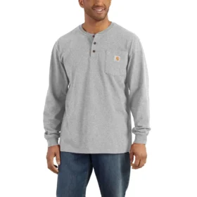 Herren-Hemd „Dearborn“ – lockere Passform, schweres Gewebe, mit langen Armlingen, Henley-Schnitt, mit Tasche