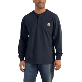 Herren-Hemd „Dearborn“ – lockere Passform, schweres Gewebe, mit langen Armlingen, Henley-Schnitt, mit Tasche