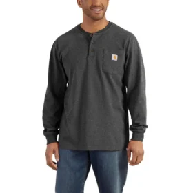 Herren-Hemd „Dearborn“ – lockere Passform, schweres Gewebe, mit langen Armlingen, Henley-Schnitt, mit Tasche
