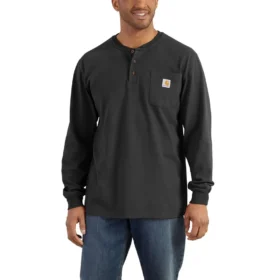 Herren-Hemd „Dearborn“ – lockere Passform, schweres Gewebe, mit langen Armlingen, Henley-Schnitt, mit Tasche