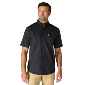 Herren-Hemd „Force Sun Defender™“ aus Chambray, lockere Passform, mit kurzen Armlingen – Sonnenschutz-Hemden