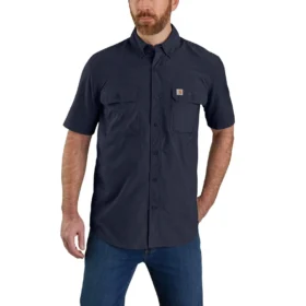 Herren-Hemd „Force Sun Defender™“ aus Chambray, lockere Passform, mit kurzen Armlingen – Sonnenschutz-Hemden
