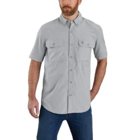 Herren-Hemd „Force Sun Defender™“ aus Chambray, lockere Passform, mit kurzen Armlingen – Sonnenschutz-Hemden