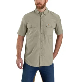 Herren-Hemd „Force Sun Defender™“ aus Chambray, lockere Passform, mit kurzen Armlingen – Sonnenschutz-Hemden