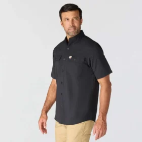 Herren-Hemd „Force Sun Defender™“ aus Chambray, lockere Passform, mit kurzen Armlingen – Sonnenschutz-Hemden