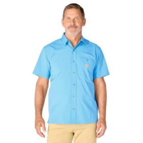 Herren-Hemd „Force Sun Defender™“ aus gewebtem Stoff, lockere Passform, kurze Armlinge – Sonnenschutz-Hemden