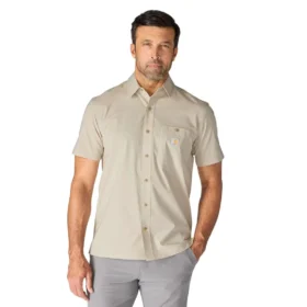 Herren-Hemd „Force Sun Defender™“ aus gewebtem Stoff, lockere Passform, kurze Armlinge – Sonnenschutz-Hemden