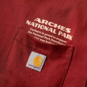 Herren-Hemd mit Grafik „Arches National Park“, schweres Gewebe, mit Armlingen