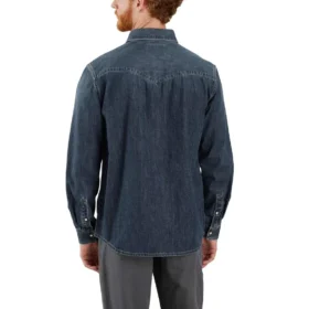 Herren-Jeanshemd „Montana“ mit lockerer Passform, langen Armlingen und Druckknopfleiste