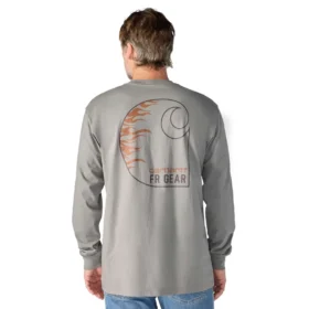 Herren-T-Shirt „Force Irvine Fr“ mit langem Armling und Flammen-Motiv – Flammhemmende Hemden