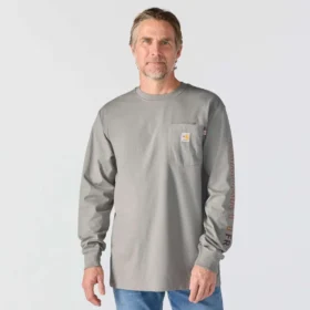 Herren-T-Shirt „Force Irvine Fr“ mit langem Armling und Flammen-Motiv – Flammhemmende Hemden