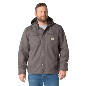 Herren-Utility-Jacke aus gewaschenem Duck-Stoff mit Sherpa-Futter