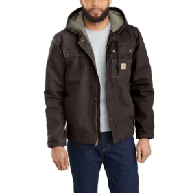 Herren-Utility-Jacke aus gewaschenem Duck-Stoff mit Sherpa-Futter