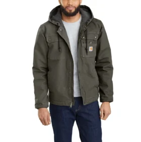 Herren-Utility-Jacke aus gewaschenem Duck-Stoff mit Sherpa-Futter