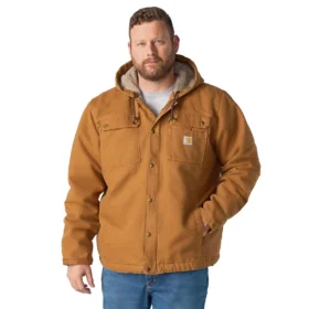 Herren-Utility-Jacke aus gewaschenem Duck-Stoff mit Sherpa-Futter