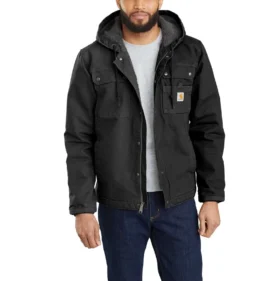 Herren-Utility-Jacke aus gewaschenem Duck-Stoff mit Sherpa-Futter