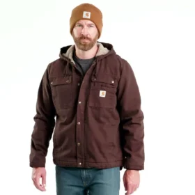 Herren-Utility-Jacke aus gewaschenem Duck-Stoff mit Sherpa-Futter