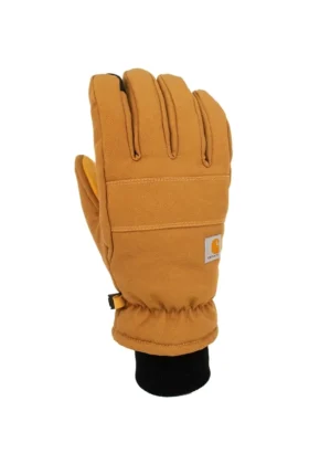 Isolierter Handschuh aus Baumwoll-Duck mit Synthetikleder und geripptem Strickbund