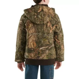 Jungen-Kapuzenjacke aus Canvas mit Reißverschluss und Isolierung im Camouflage-Design (Kinder/Jugend)
