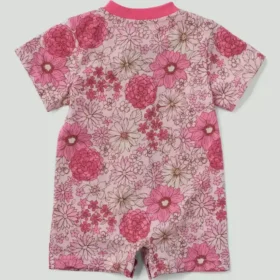 Kurzarm-Henley-Strampler mit Blumentransfer und Taschen für Mädchen (Baby)