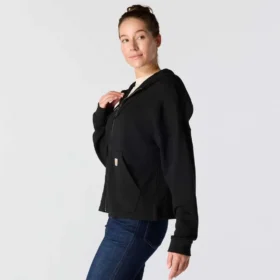 Leichtes Tencel-Kapuzensweatshirt mit durchgehendem Reißverschluss für Damen