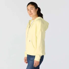 Leichtes Tencel-Kapuzensweatshirt mit durchgehendem Reißverschluss für Damen