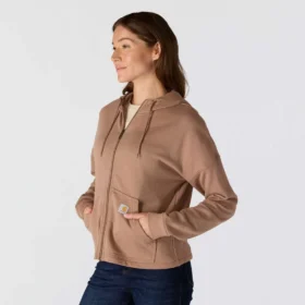 Leichtes Tencel-Kapuzensweatshirt mit durchgehendem Reißverschluss für Damen