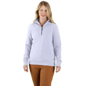 Leichtes Tencel-Sweatshirt mit halbem Reißverschluss für Damen