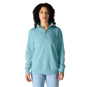 Leichtes Tencel-Sweatshirt mit halbem Reißverschluss für Damen