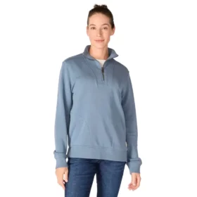 Leichtes Tencel-Sweatshirt mit halbem Reißverschluss für Damen