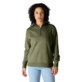 Leichtes Tencel-Sweatshirt mit halbem Reißverschluss für Damen