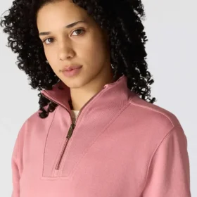 Leichtes Tencel-Sweatshirt mit halbem Reißverschluss für Damen