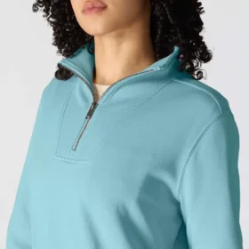 Leichtes Tencel-Sweatshirt mit halbem Reißverschluss für Damen