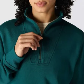 Leichtes Tencel-Sweatshirt mit halbem Reißverschluss für Damen
