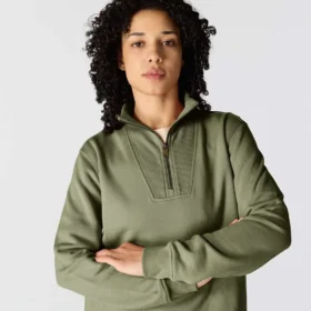 Leichtes Tencel-Sweatshirt mit halbem Reißverschluss für Damen