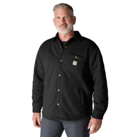 Rain Defender® locker sitzende, schwergewichtige, gesteppte Hemdjacke mit Druckknopfleiste