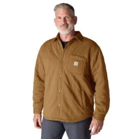Rain Defender® locker sitzende, schwergewichtige, gesteppte Hemdjacke mit Druckknopfleiste