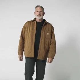 Rain Defender® locker sitzende, schwergewichtige, gesteppte Hemdjacke mit Druckknopfleiste